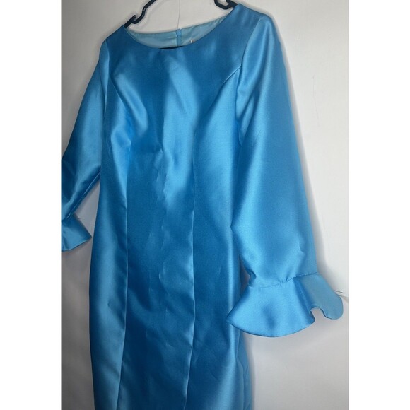 Lotus Grace Rare Women’s 3/4 Ruffle Sleeve Formal Dress Turquoise Size 6 NWT - Picture 2 of 10